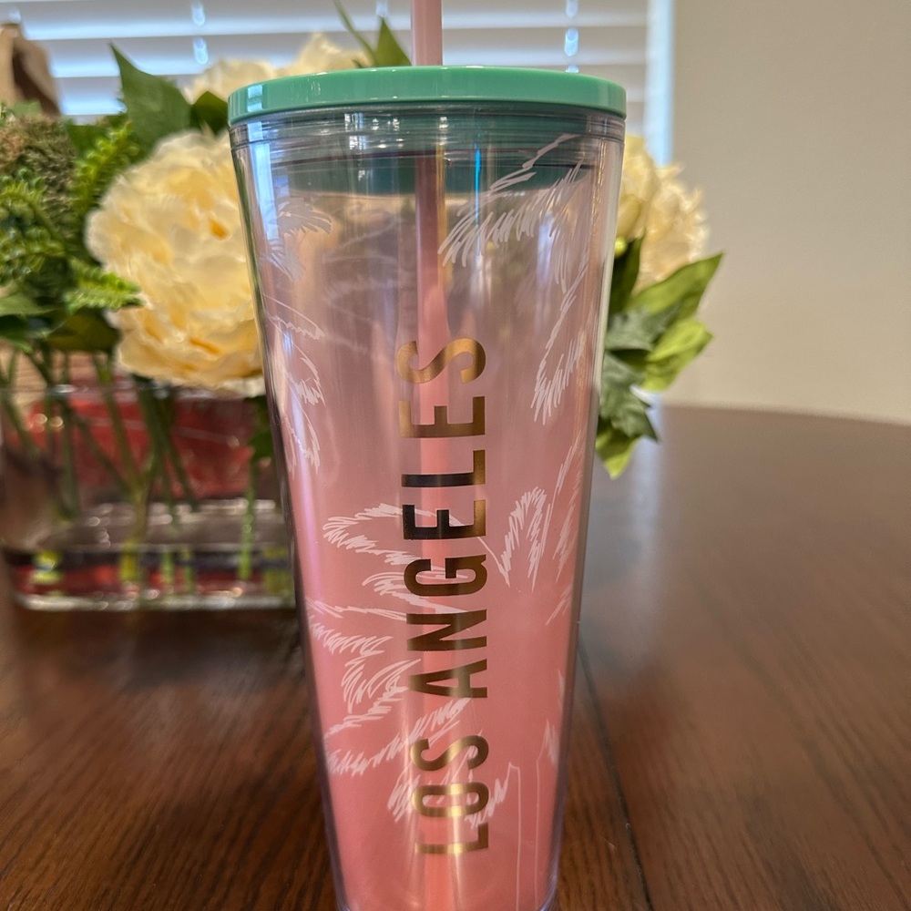 NWOT Starbucks Pink Los Angeles Tumbler with Straw